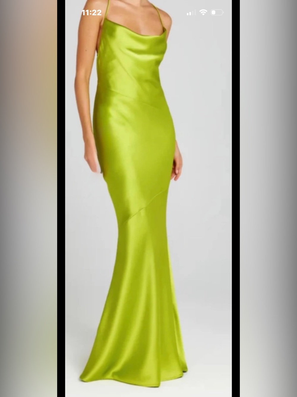 Nadine Merabi Elegant Abigail Lime Satin Slip Gown for Women